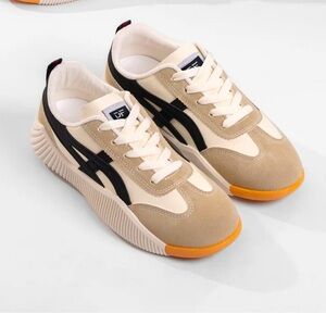 Women’s Tan size 7.5 and Black/white Sneakers